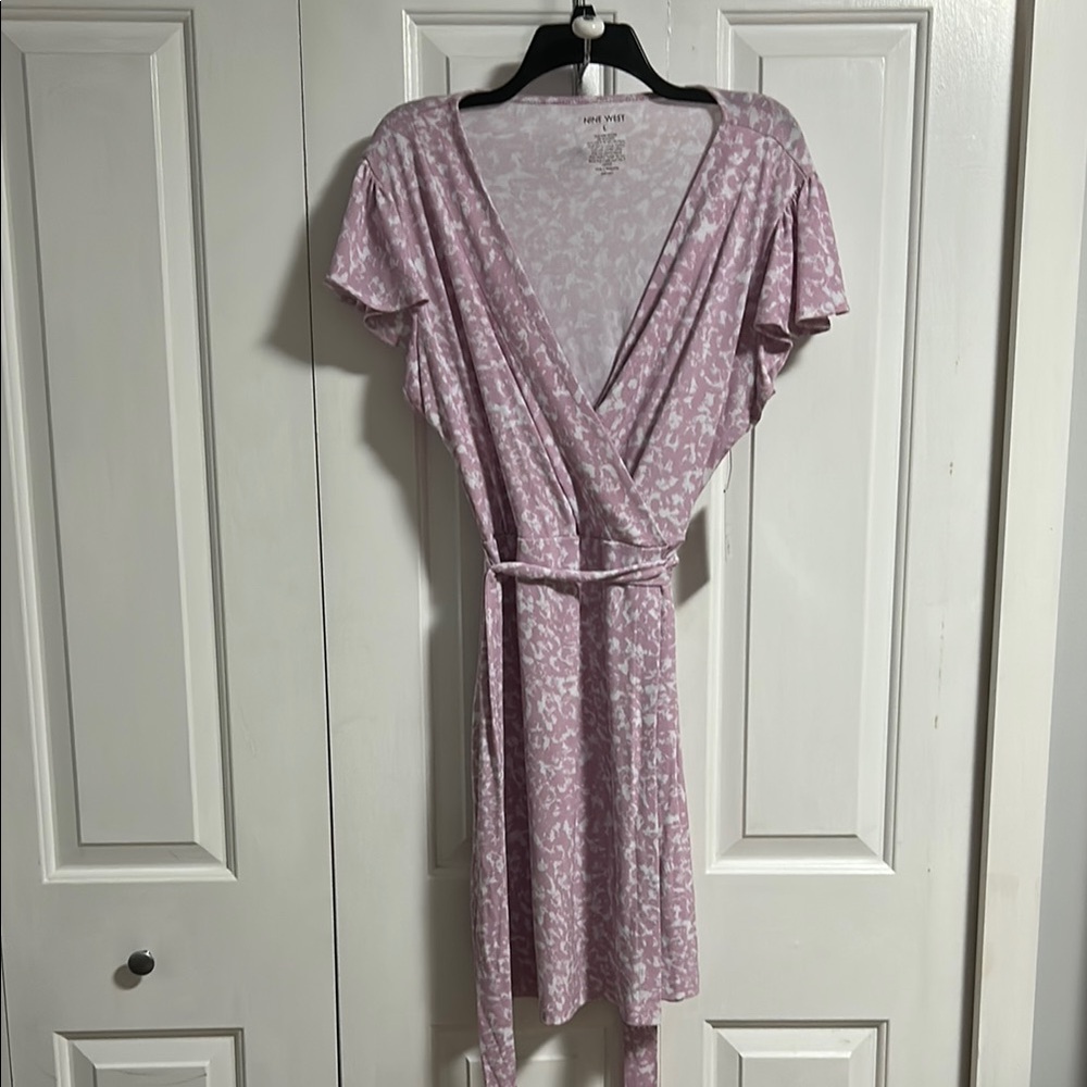 Nine West Pink Midi Dress with Flutter Sleeves